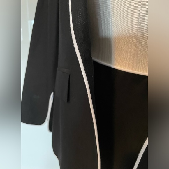 Ladies black suit with white piping - Picture 3 of 5